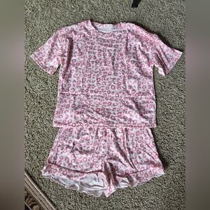 Pink Leopard Print Large Pajama Set